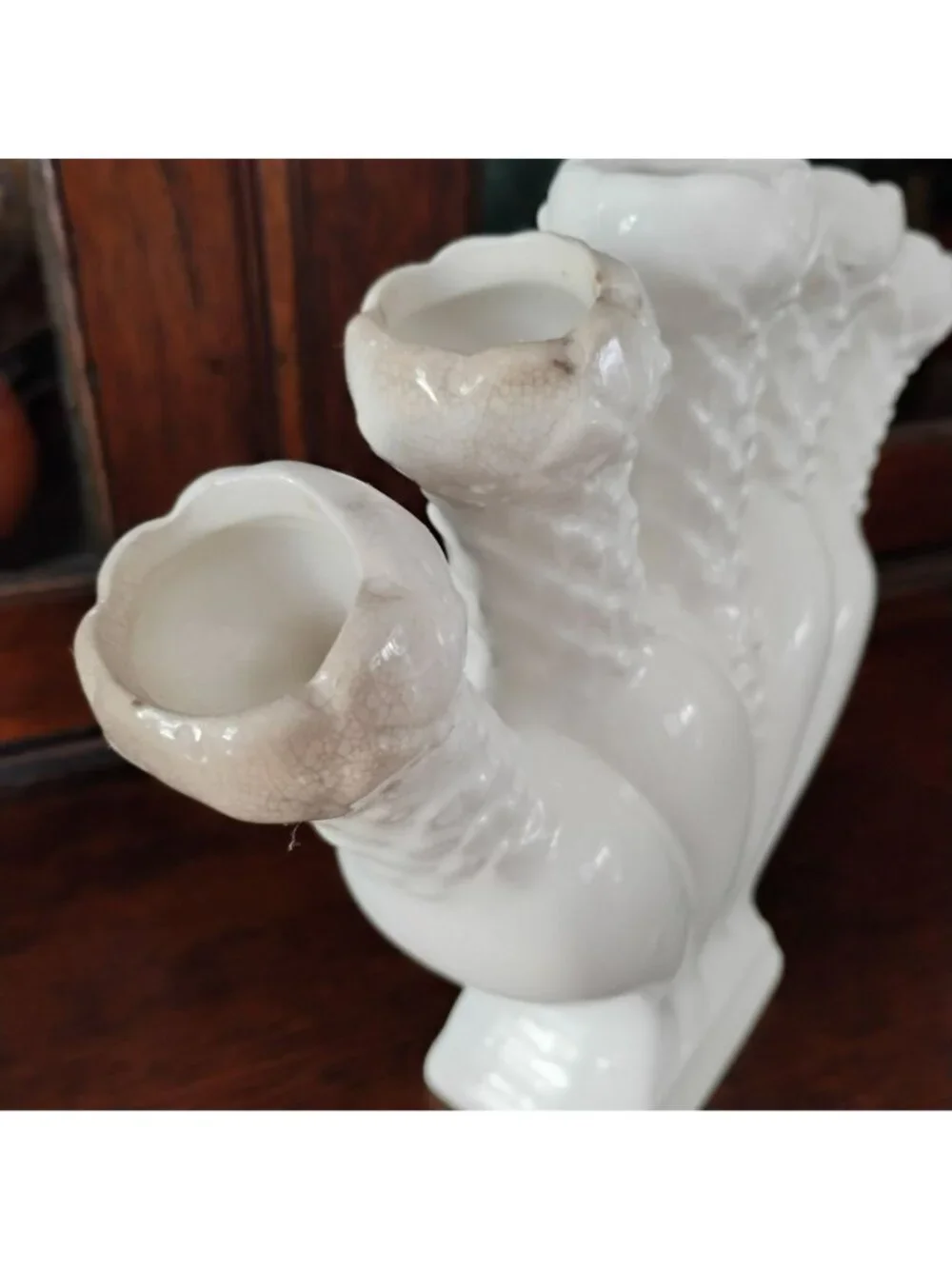 Vintage Five Finger Vase MCM Quintal Horn Williamsburg Style Posy Holder Fan Bud